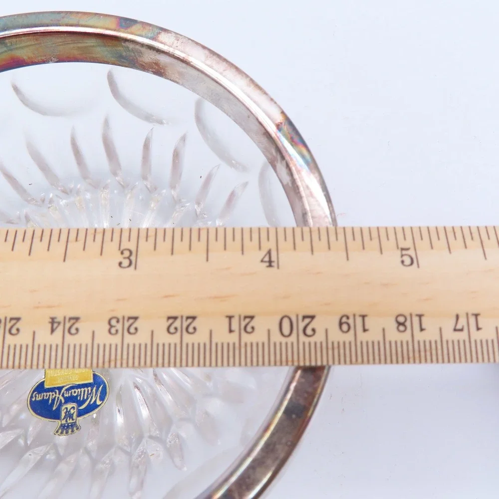William Adams Lead Crystal Jam Bowl Silver Plated Rim and Spoon West Germany MCM